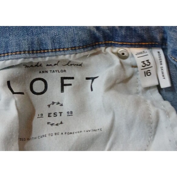 LOFT 16 33 Velvet Stripe Skinny Jeans Raw Hem Y2K Balletcore Soft Grunge - Picture 9 of 10